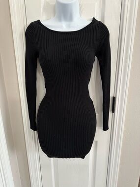 Princess Polly Black Ribbed Long Sleeve Bodycon Dress